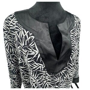 Apostrophe Womens Top Black White Leaf Print Tunic Resortwear Oversized Satin